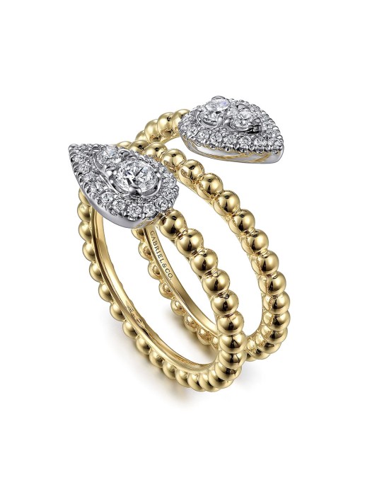 Gabriel & Co. Bujukan Collection Diamond Pear Shaped Bead Wrap Ring